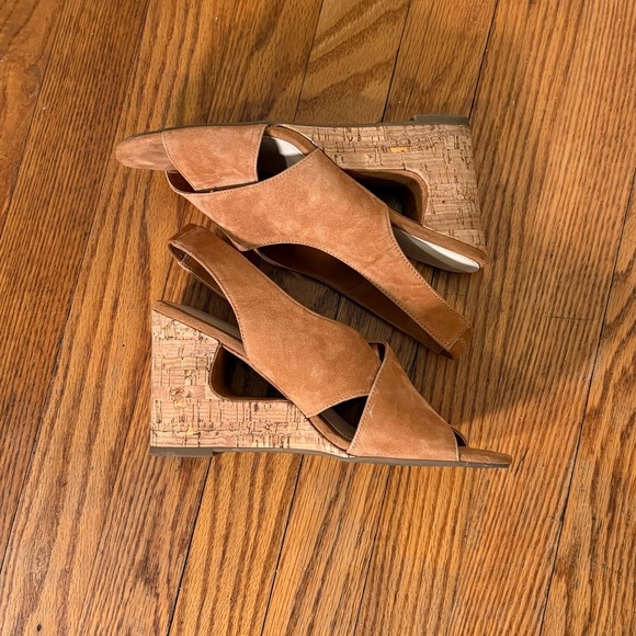 Com & Sens Missy Slingback Suede Cork Wedge Sandal Shoe Tan size 7.5 - Picture 4 of 12
